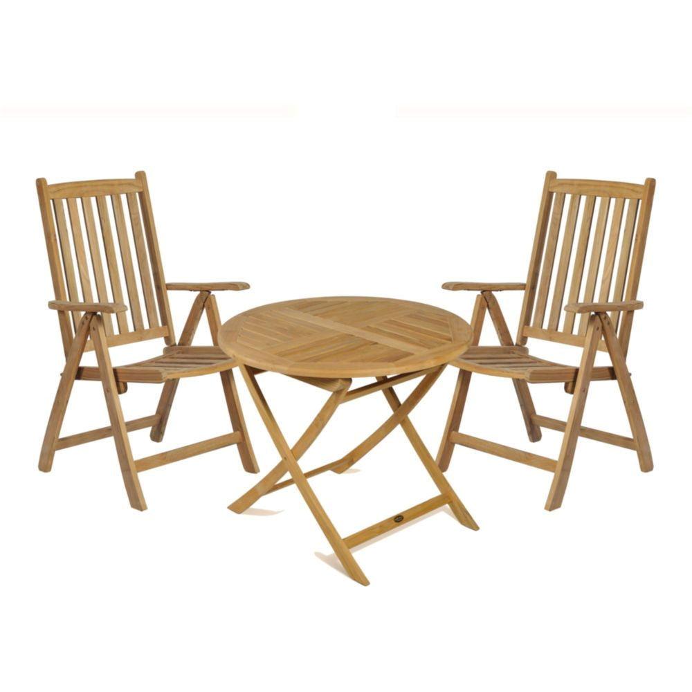 3tlg. Teak Tischgruppe Gartenmöbel Gartentisch Stuhl Garten Hochlehner Tisch