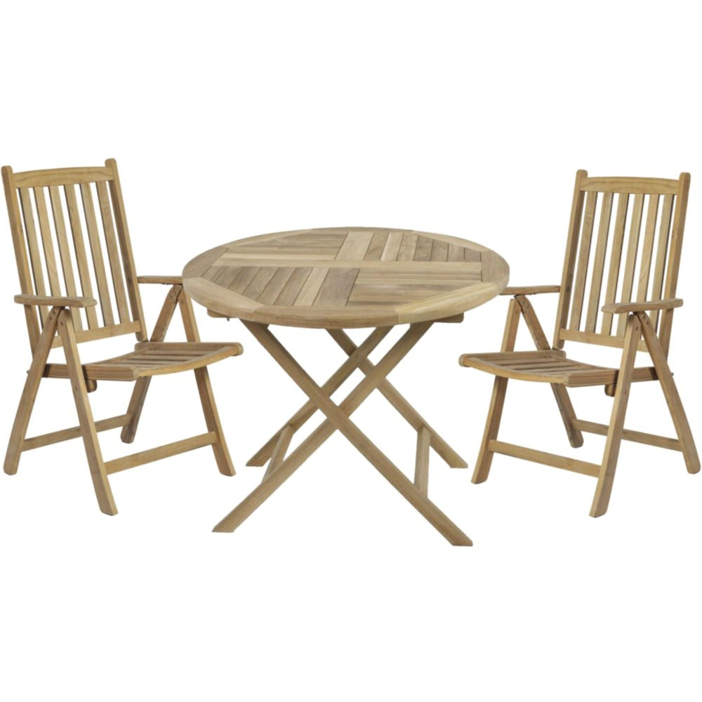 3tlg. Teak Tischgruppe Gartenmöbel Gartentisch Stuhl Garten Hochlehner Tisch