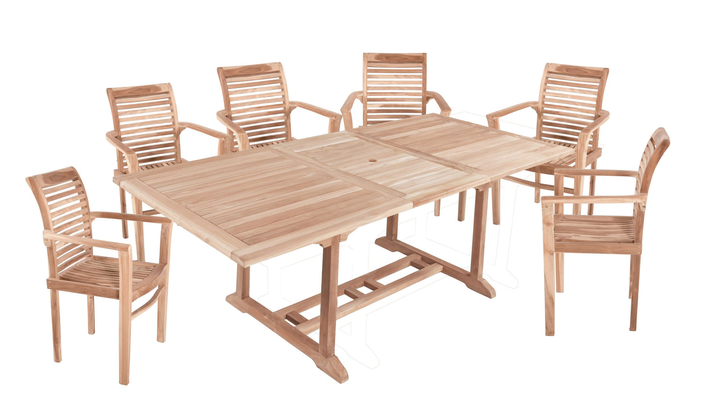 7tlg. Teak Tischgruppe Gartenmöbel Gartentisch Garten Armsessel Sessel Tisch