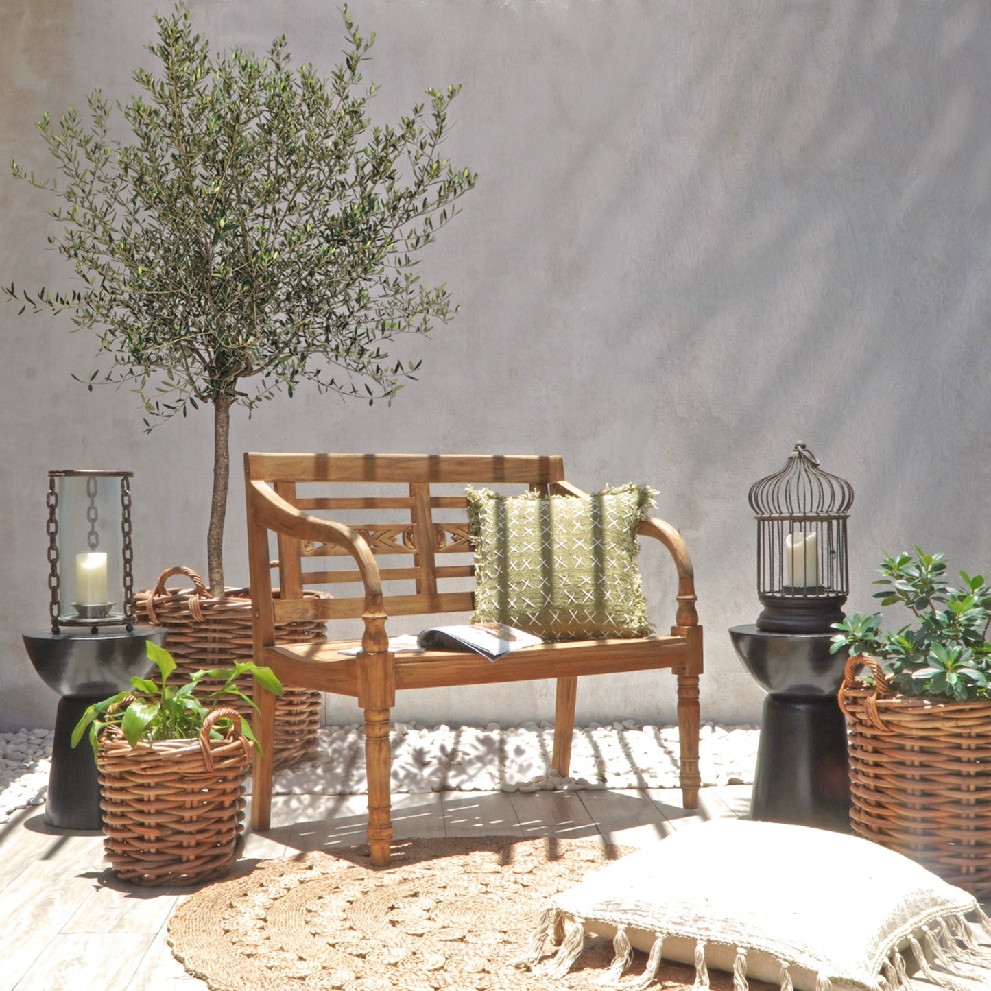 Bank MOYO 2-Sitzer Mahagoni Gartenbank Garten Terrasse Sitzbank Parkbank Holz