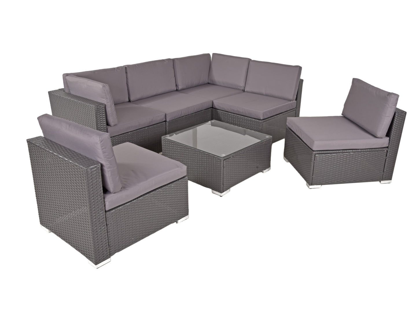 Sitzgruppe SANSIBAR 7tlg. Polyrattan Set schwarz Sitzgarnitur Gartenset Garnitur