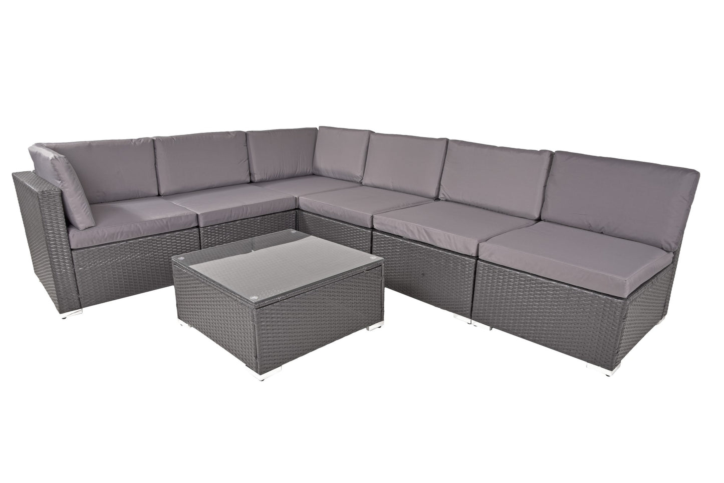 Sitzgruppe SANSIBAR 7tlg. Polyrattan Set schwarz Sitzgarnitur Gartenset Garnitur