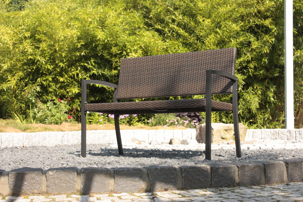 Garden Pleasure Parkbank Sanremo Rattan Optik Garten Bank Sitzbank Möbel coffee