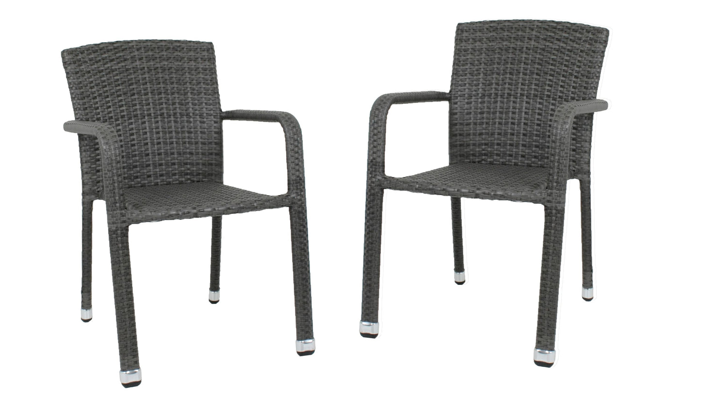 2x Garten Stapelstuhl Balkon Terrasse Stuhl Stühle Sessel Rattan Optik grau