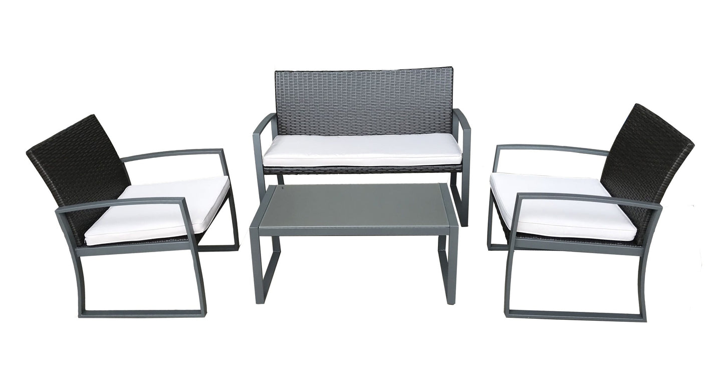 Garden Pleasure 4tlg Lounge Set Garten Sitzgruppe Sofa Sessel Tisch Rattan Optik
