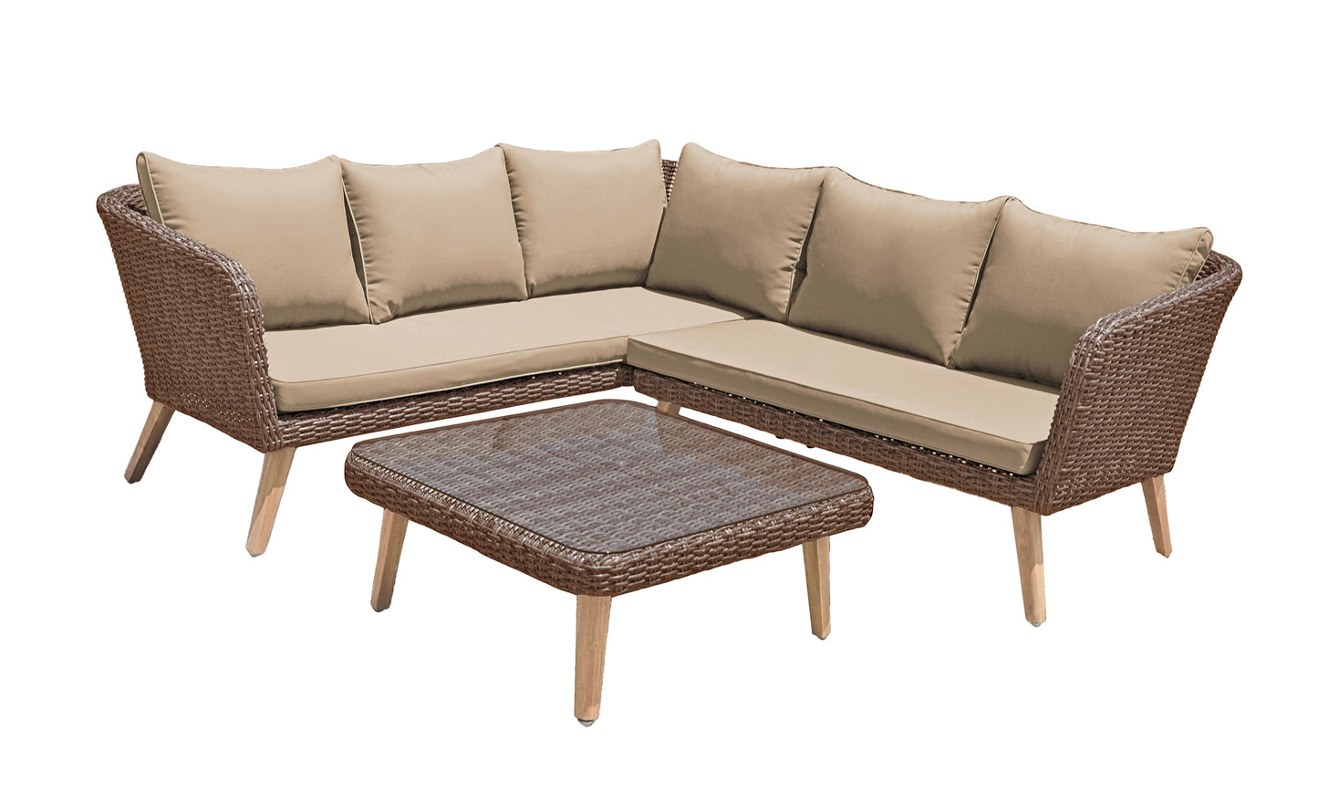 Sitzgarnitur Sitzgruppe Holz Garten Lounge Set Gartenmöbel Massiv Tisch Sofa