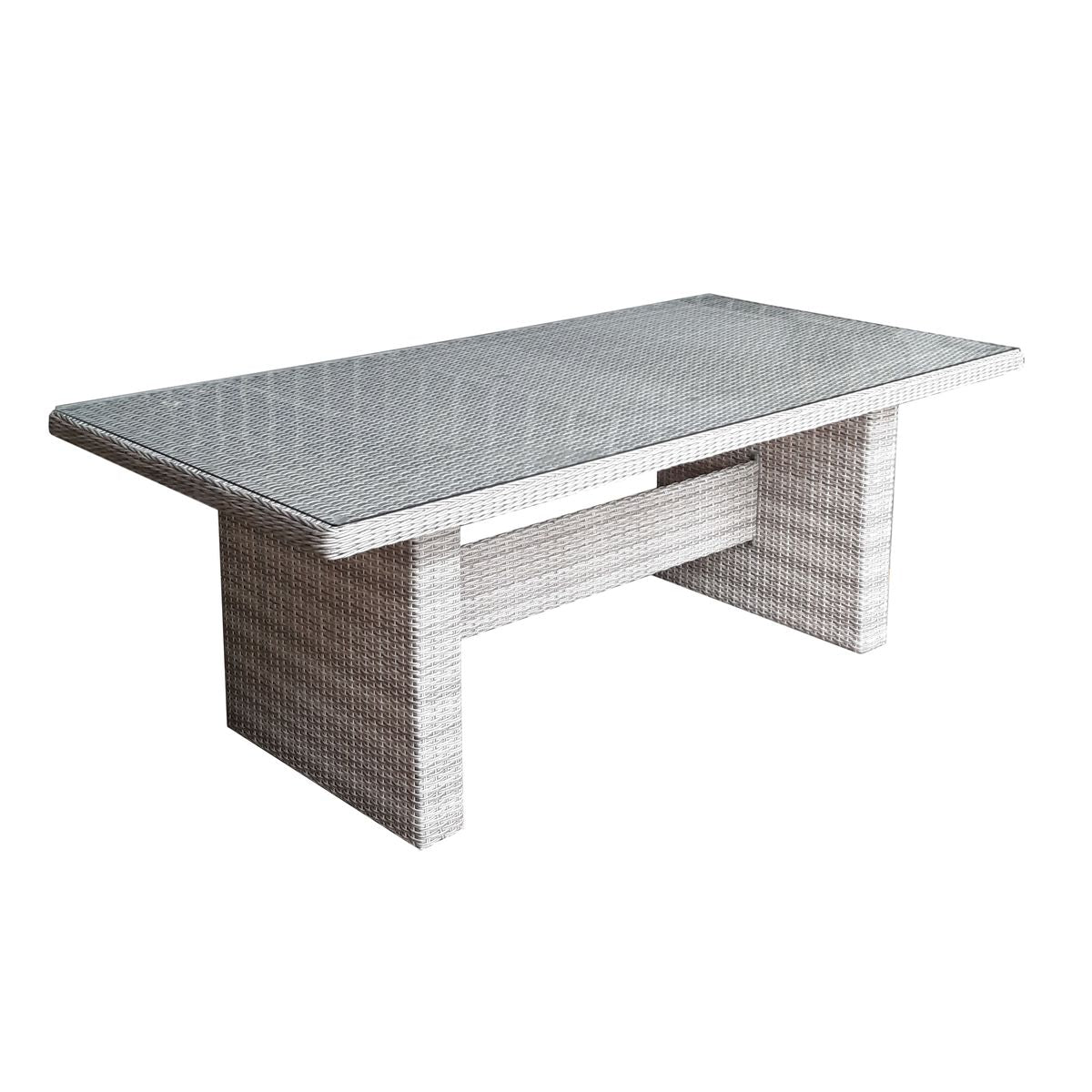 Polyrattan Gartentisch 200x100 Glastisch Esstisch Gartenmöbel Tisch Metall