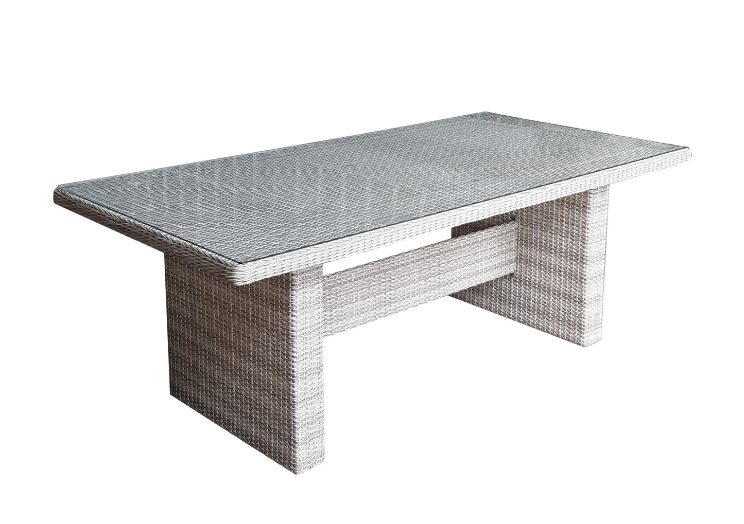Polyrattan Gartentisch 200x100 Glastisch Esstisch Gartenmöbel Tisch Metall