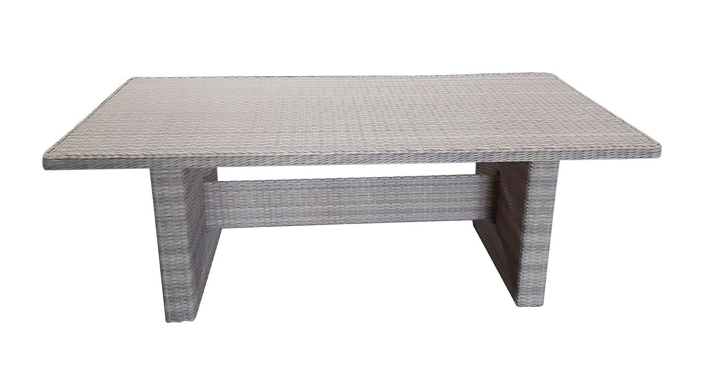 Polyrattan Gartentisch 200x100 Glastisch Esstisch Gartenmöbel Tisch Metall