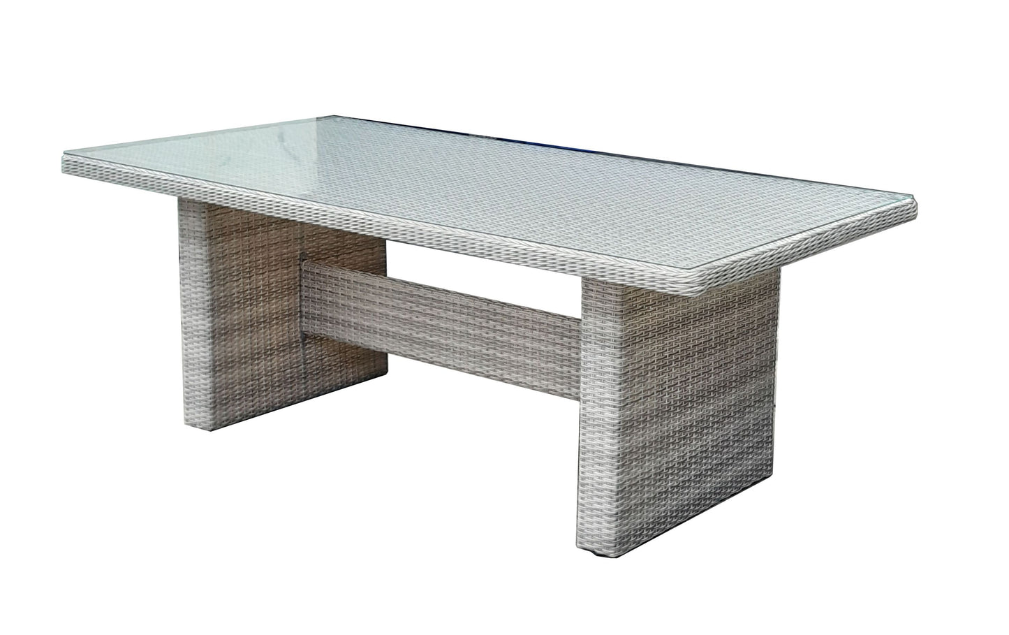 Polyrattan Gartentisch 200x100 Glastisch Esstisch Gartenmöbel Tisch Metall