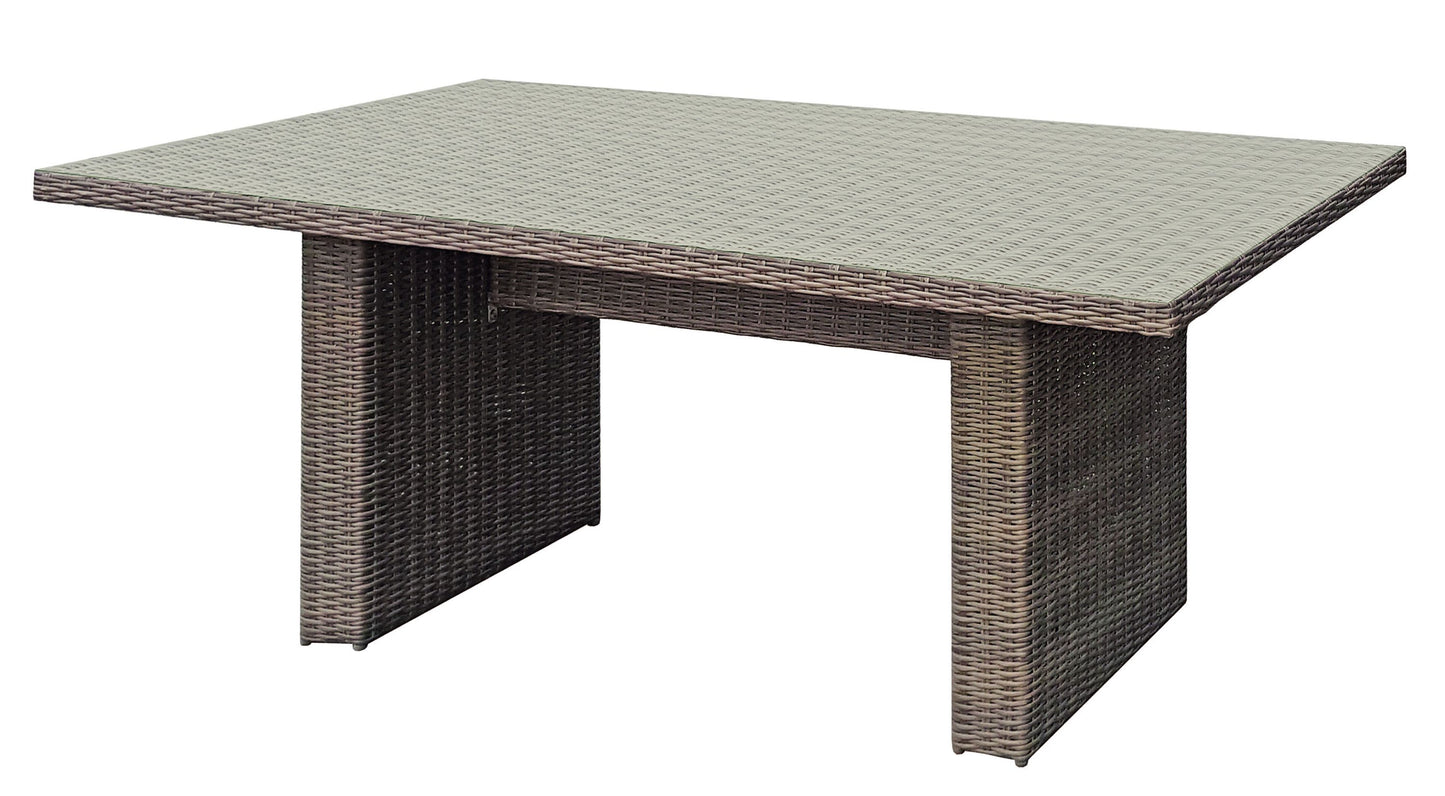 Polyrattan Gartentisch 200x100 Glastisch Esstisch Gartenmöbel Tisch Metall