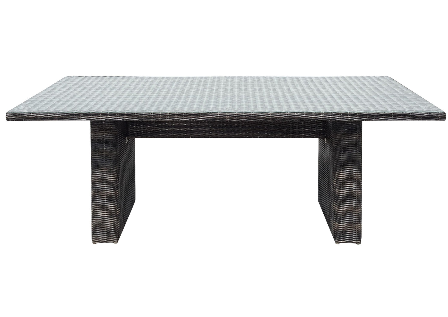 Polyrattan Gartentisch 200x100 Glastisch Esstisch Gartenmöbel Tisch Metall