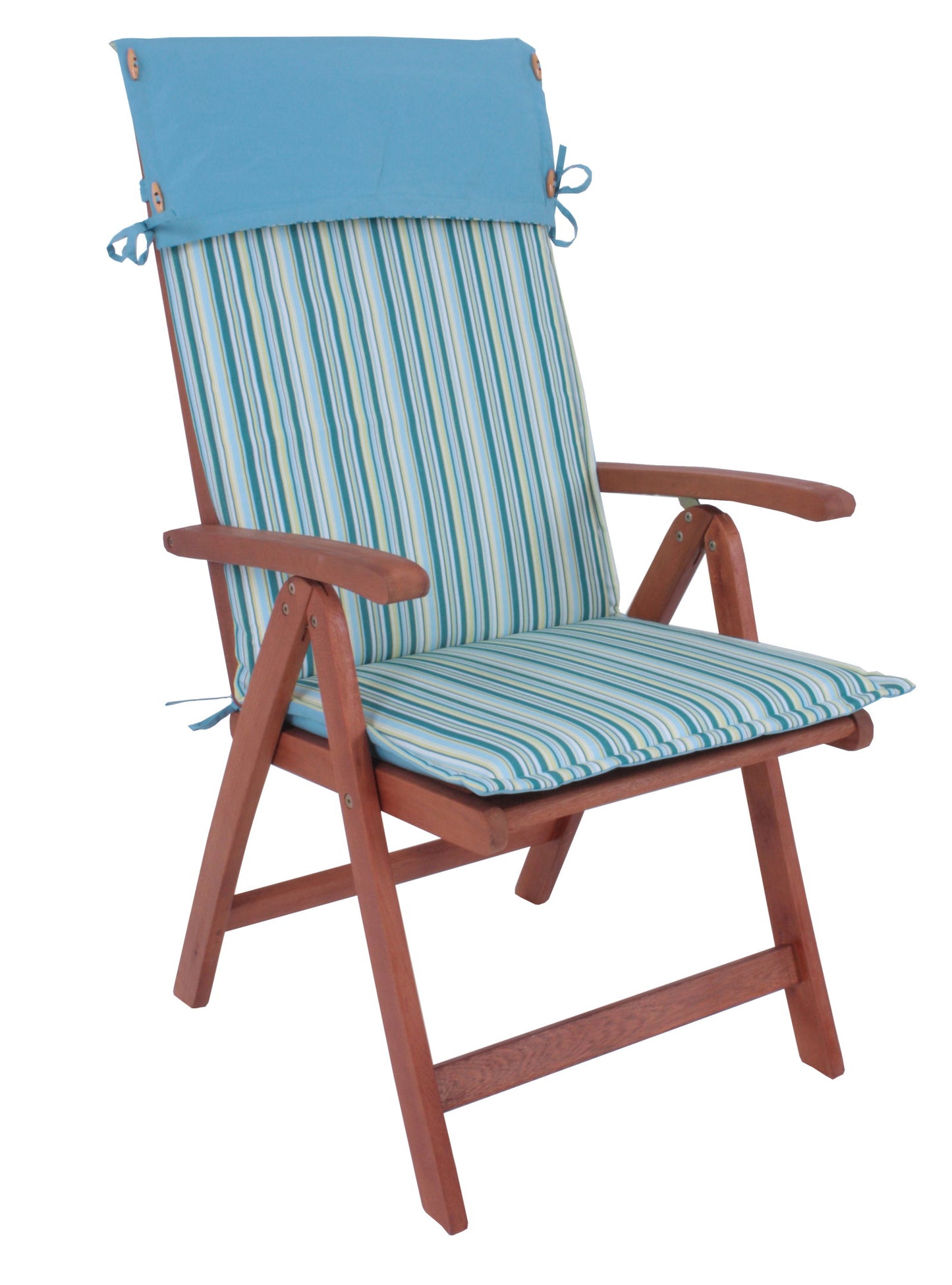 Garden Pleasure Hochlehner Eukalyptus inkl. Auflage Garten Stuhl Sessel blau