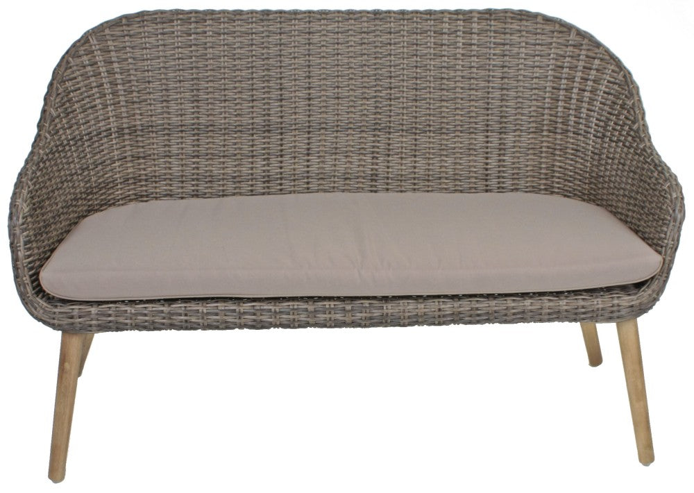 3tlg Garten Sofa Stuhl Set Kissen Lounge Sitzgruppe Möbel Akazie Rattan Optik