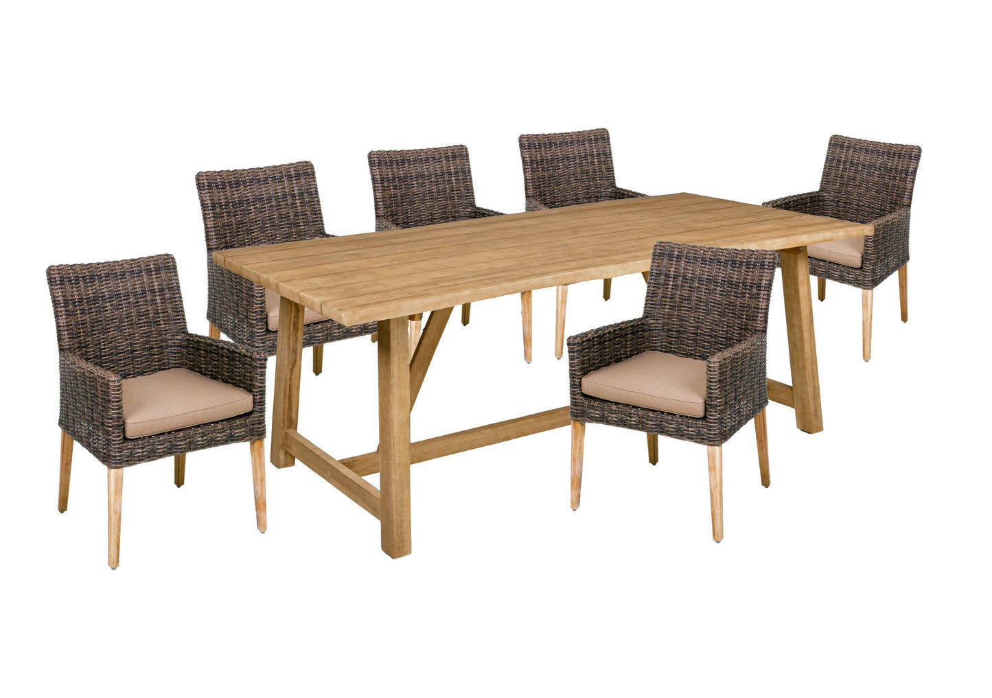 7-tlg. Tischgruppe OAKLAND Set Garten Sitzgruppe Sessel Tisch Outdoor Möbel Holz