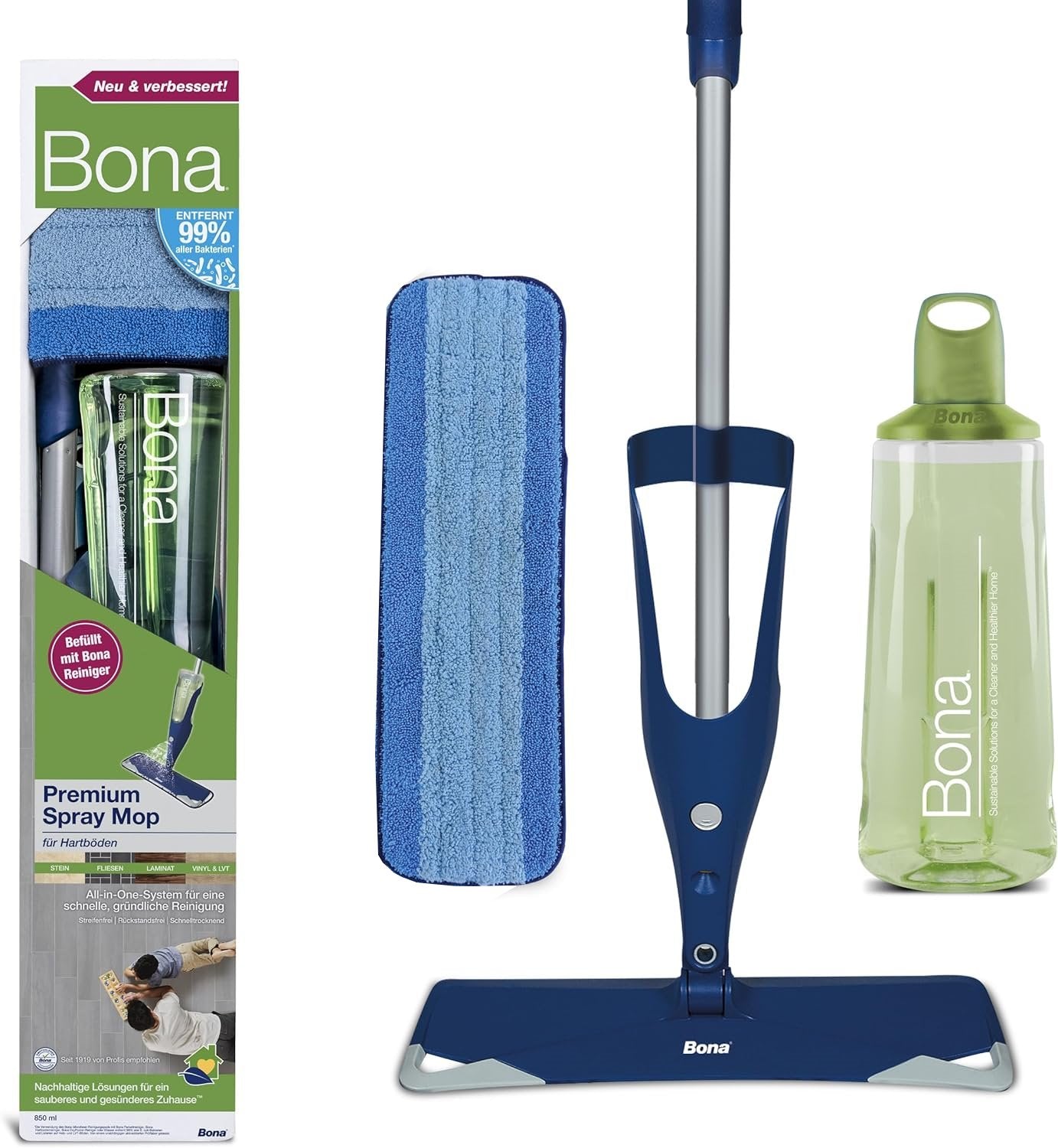 Bona Premium Sprüh Mop Hartböden Komplett Bodenwischer Sprühwischer Wischmop