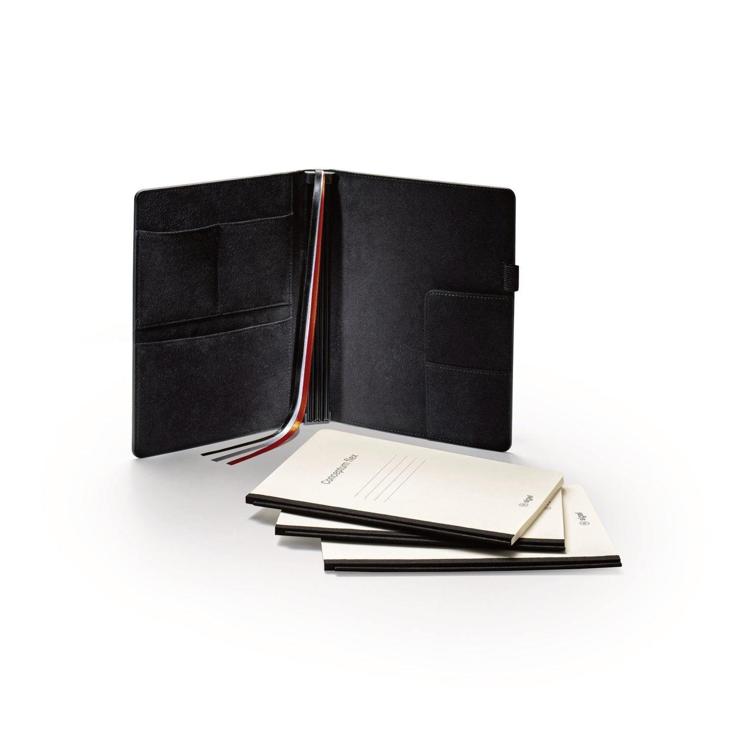 Sigel CF131 Business Organiser ca. A5 Kunstleder schwarz Set Notizheft kariert
