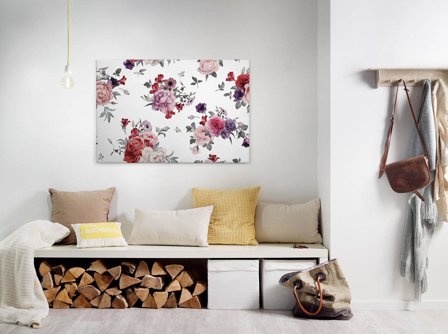 Blume Leinwandbild Rot Weiß 90x60 DD120260 Keilrahmenbild Wandbild Leinwand