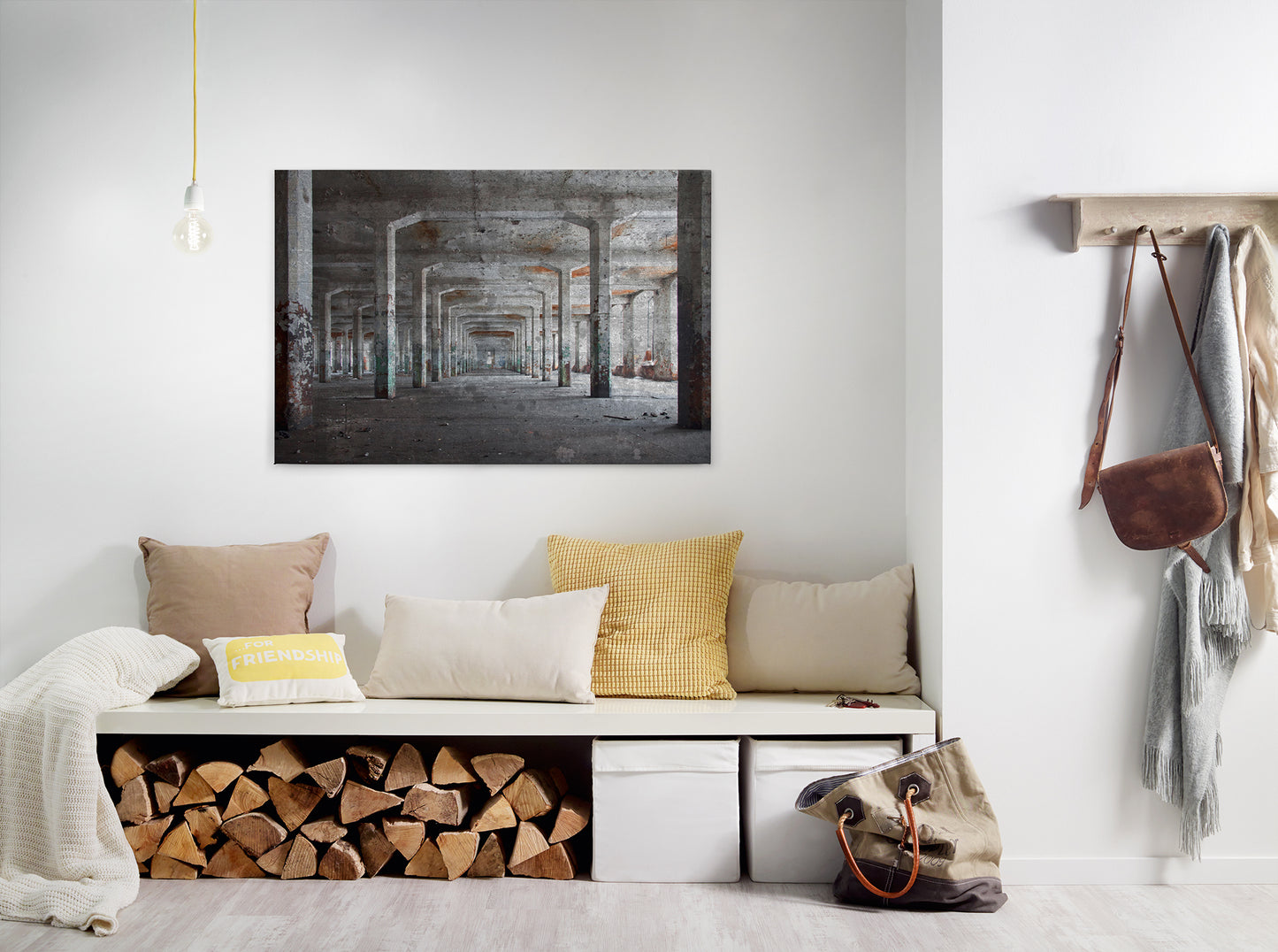 Leinwandbild Lagerhalle Grau 90x60 DD120274 Keilrahmenbild Wandbild Modern