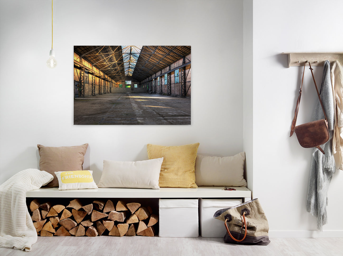 Alte Lagerhalle Leinwandbild Grau 90x60 DD120275 Keilrahmen Wandbild Modern