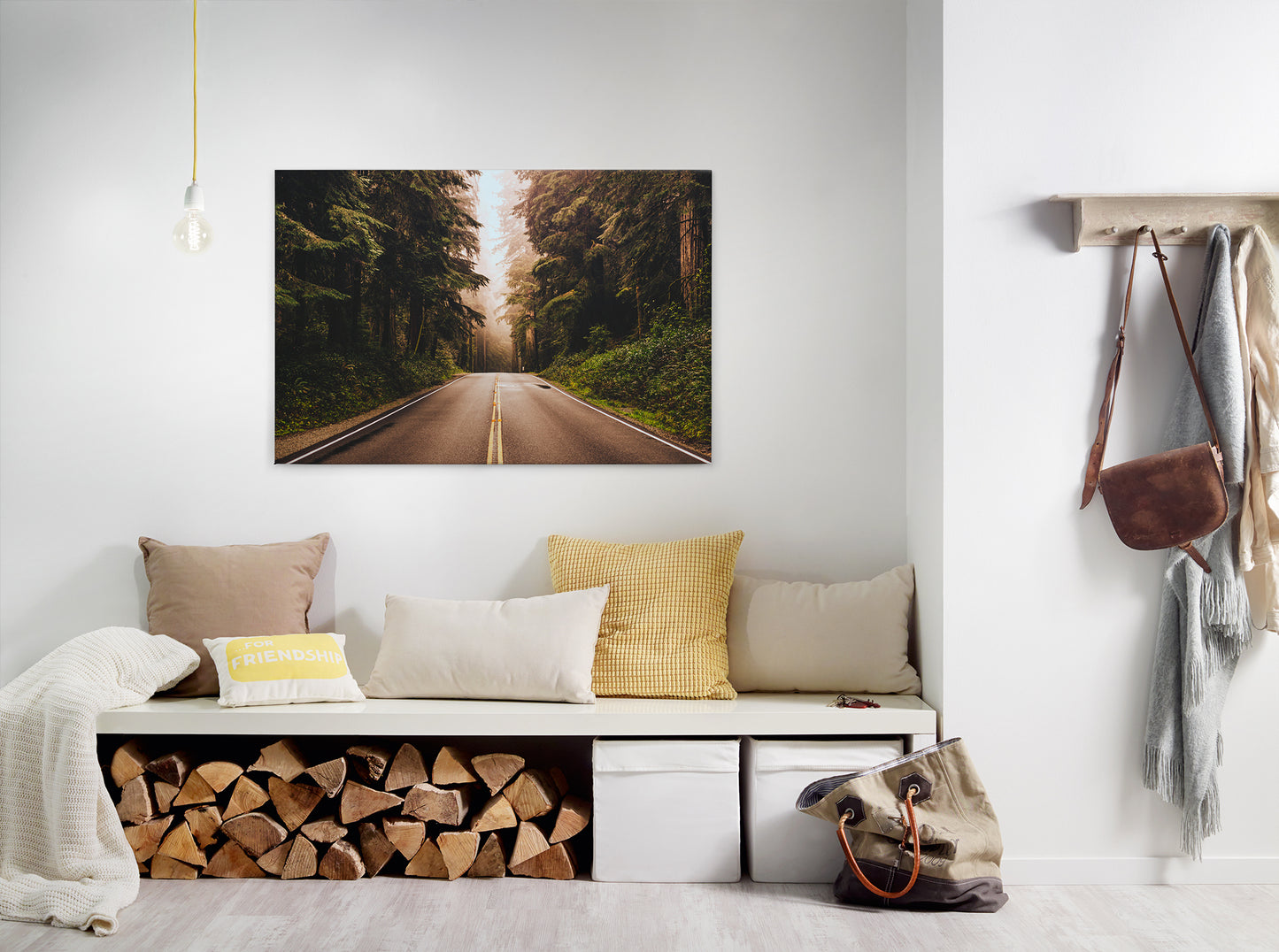 Leinwandbild Straße Wald Grün braun 90x60 DD120309 Keilrahmen Wandbild Leinwand