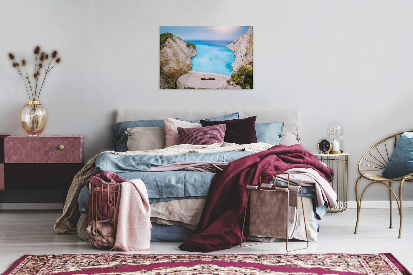 Leinwandbild Meer Lagune Blau Beige 90x60 DD120317 Keilrahmen Wandbild Leinwand