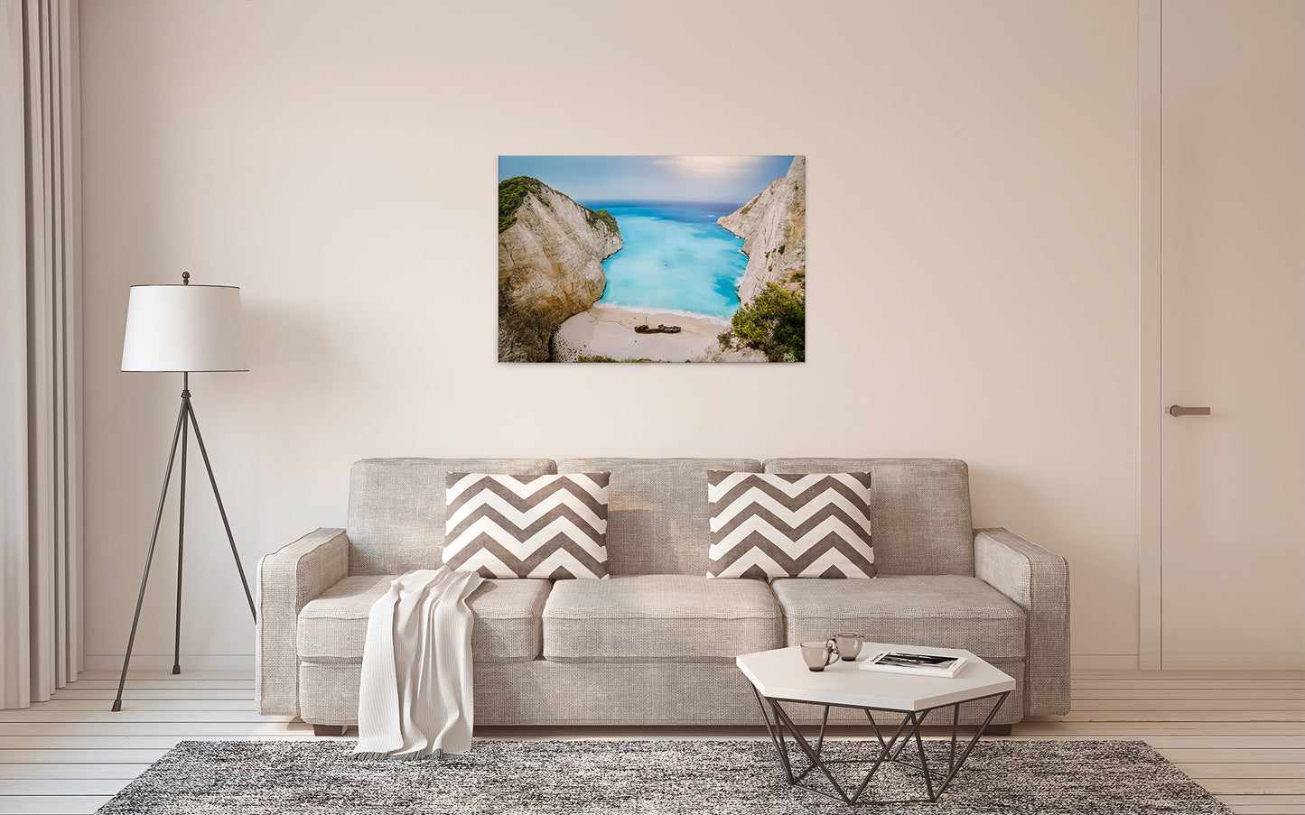 Leinwandbild Meer Lagune Blau Beige 90x60 DD120317 Keilrahmen Wandbild Leinwand