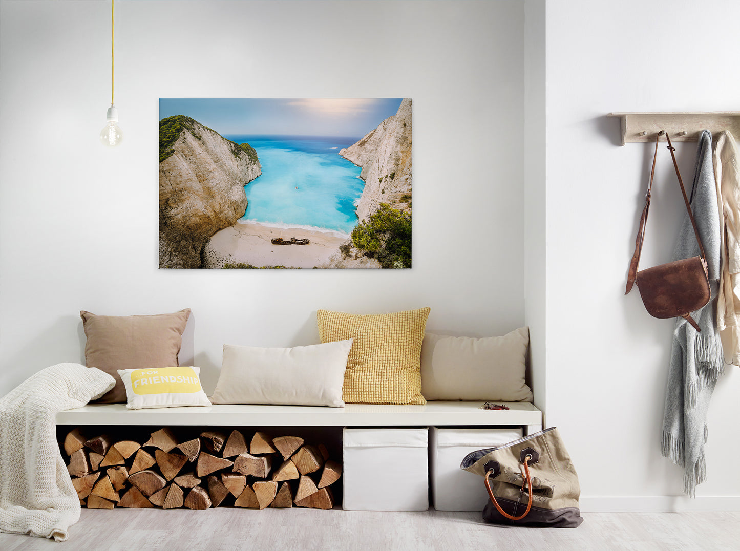 Leinwandbild Meer Lagune Blau Beige 90x60 DD120317 Keilrahmen Wandbild Leinwand