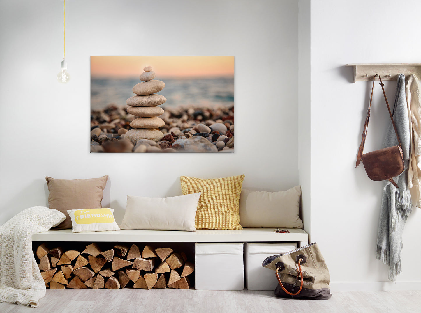 Steinturm Leinwandbild Beige Braun 90x60 DD120323 Keilrahmen Wandbild Leinwand
