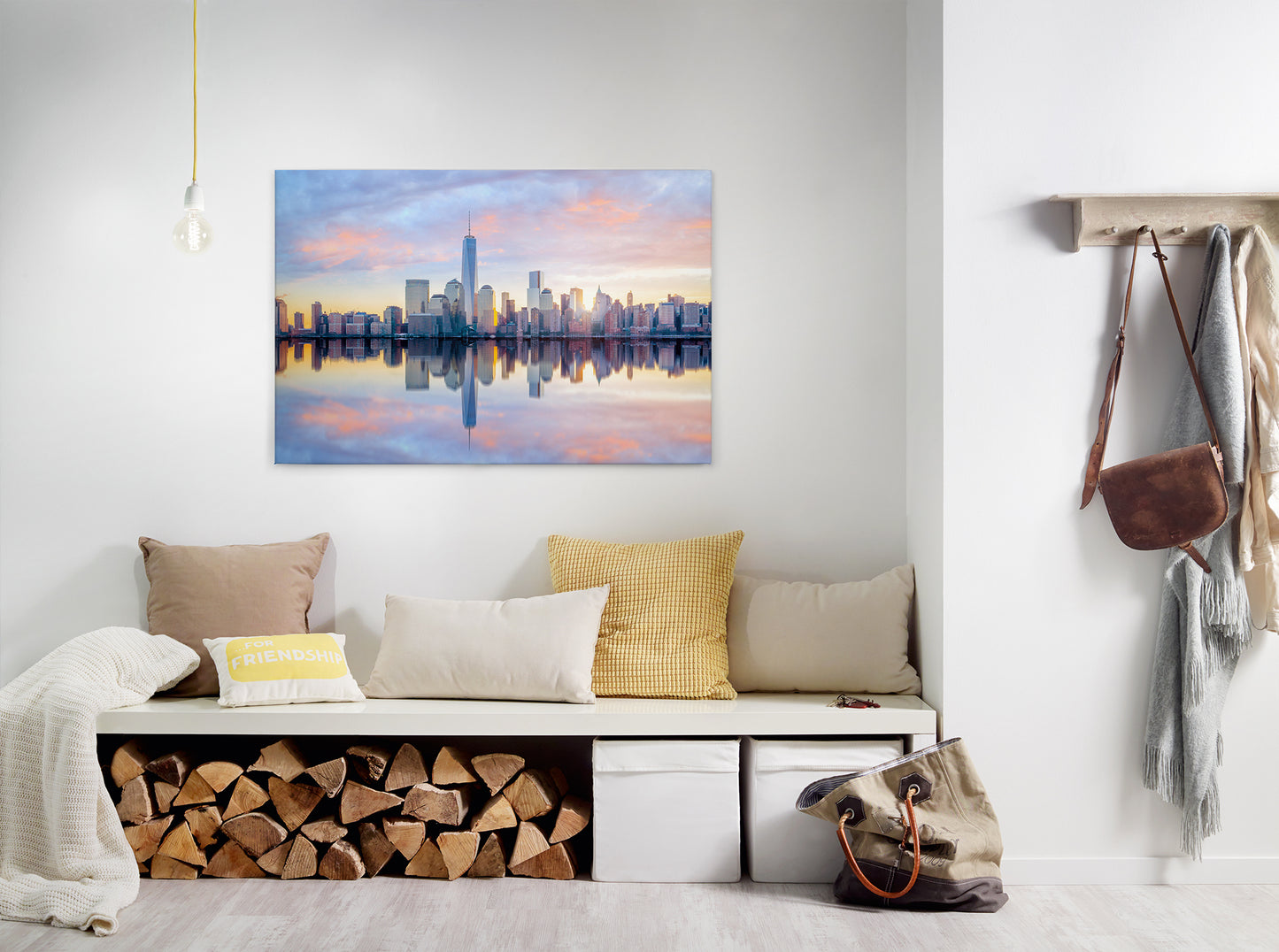 New York Skyline Leinwandbild Blau Grau 90x60 DD120326 Wandbild Leinwand Amerika