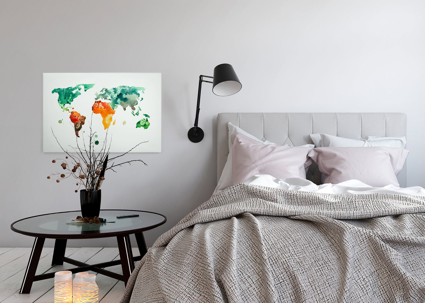 Weltkarte Leinwandbild Bunt 90x60 DD120338 Wandbild Leinwand Modern Canvas