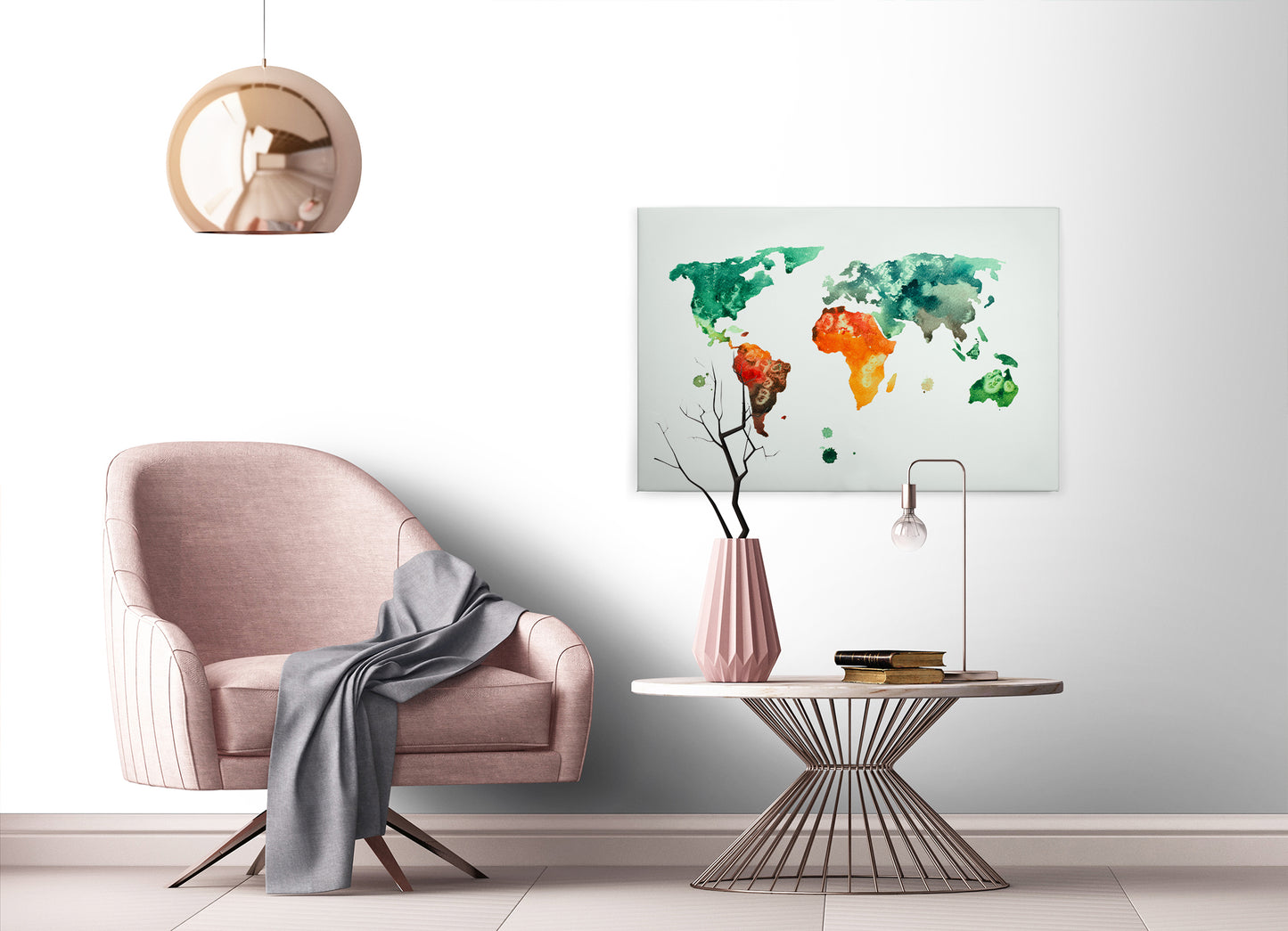 Weltkarte Leinwandbild Bunt 90x60 DD120338 Wandbild Leinwand Modern Canvas
