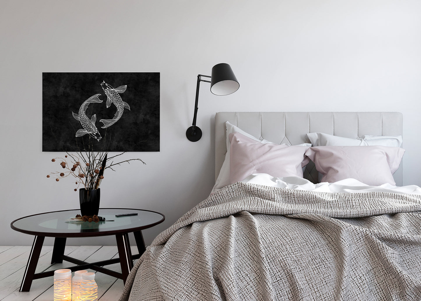 Yin & Yang Leinwandbild Schwarz Weiß 90x60 DD120361 Keilrahmenbild Wandbild