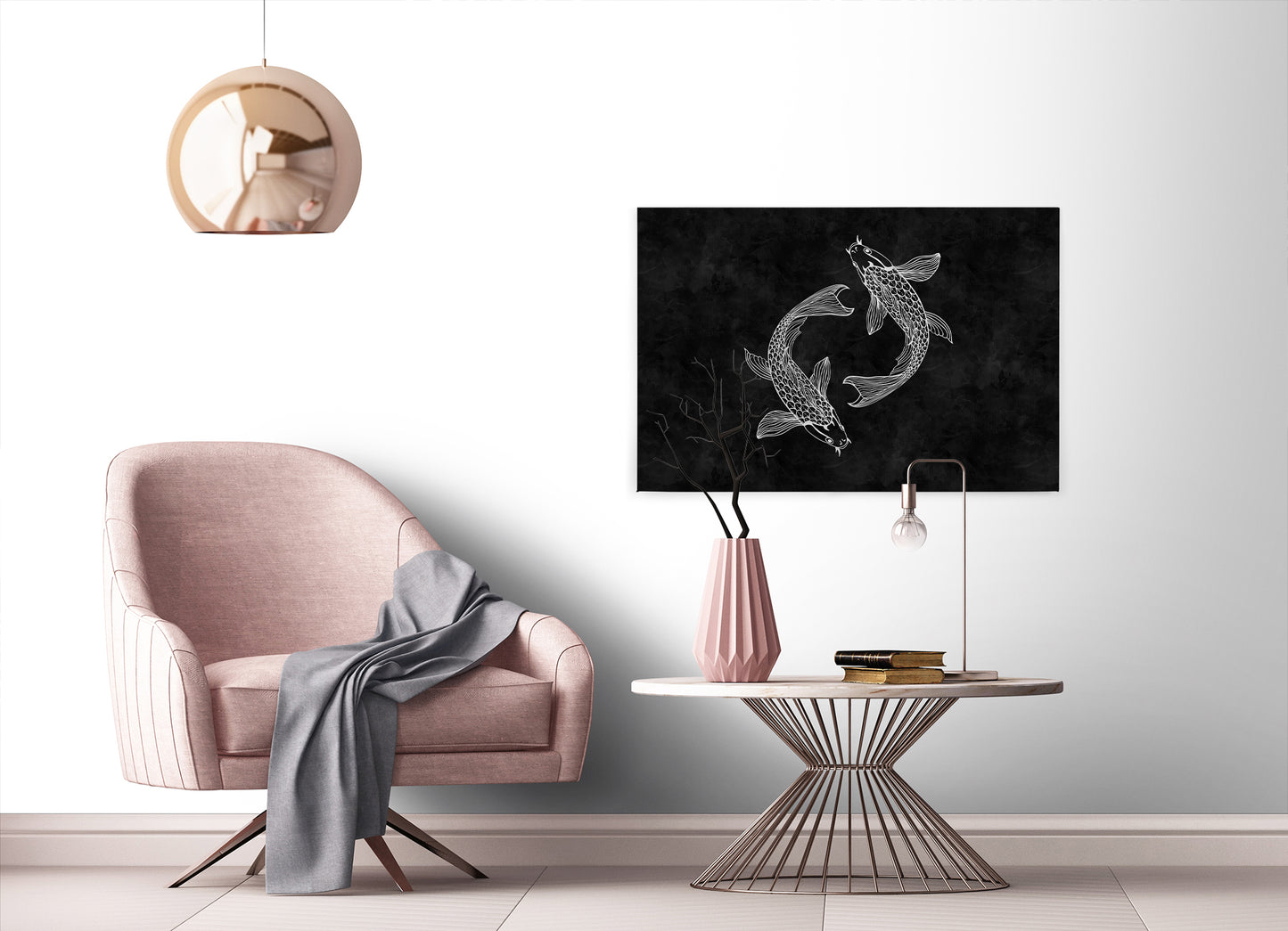 Yin & Yang Leinwandbild Schwarz Weiß 90x60 DD120361 Keilrahmenbild Wandbild