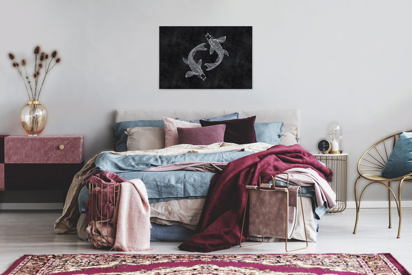 Yin & Yang Leinwandbild Schwarz Weiß 90x60 DD120361 Keilrahmenbild Wandbild