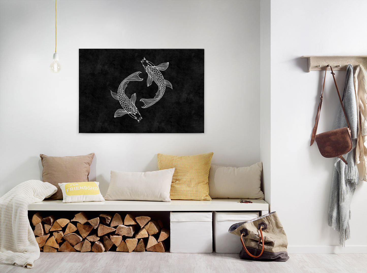 Yin & Yang Leinwandbild Schwarz Weiß 90x60 DD120361 Keilrahmenbild Wandbild