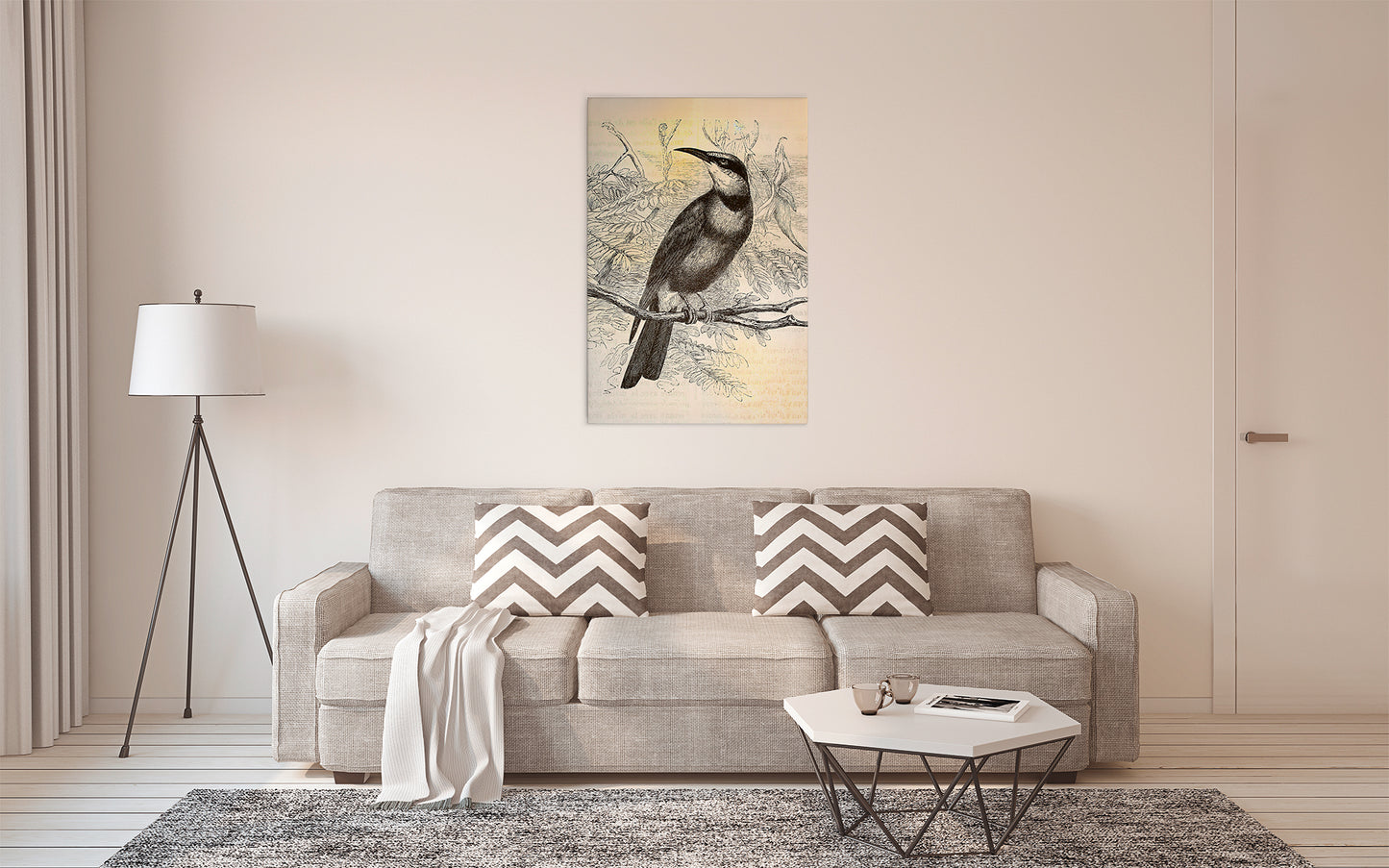 Vogel Leinwandbild Gelb Schwarz 60x90 DD120376 Keilrahmenbild Wandbild Leinwand