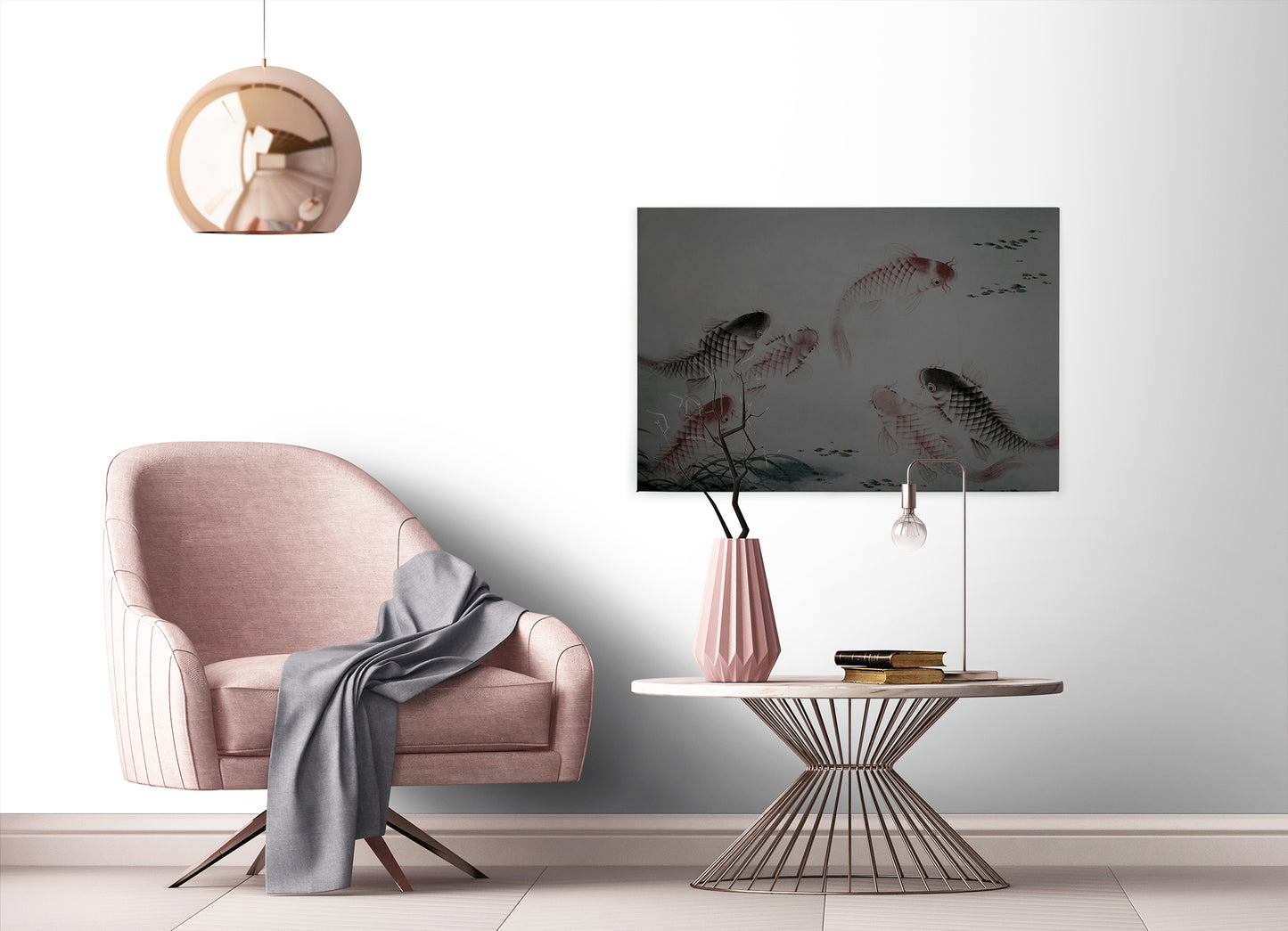 Leinwandbild Fische Grau Braun 90x60 DD120401 Keilrahmen Kois Wandbild Leinwand