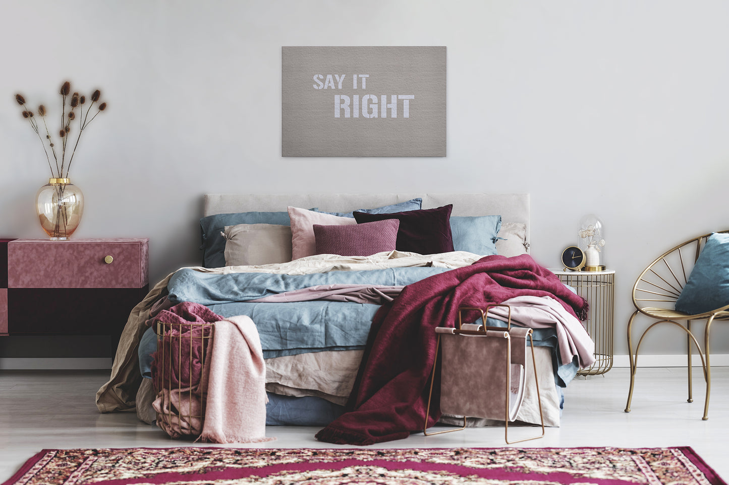 Leinwandbild Zitate Beige Grau 90x60 DD120424 Keilrahmen Wandbild Leinwand