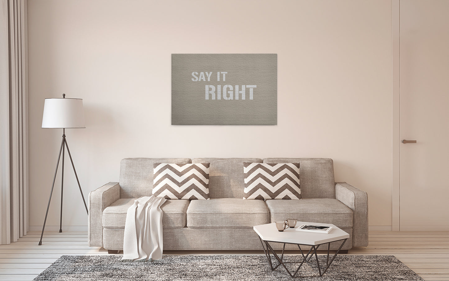 Leinwandbild Zitate Beige Grau 90x60 DD120424 Keilrahmen Wandbild Leinwand