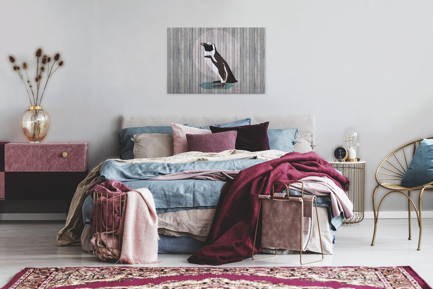 Pinguin Leinwandbild Grau Schwarz Weiß 90x60 DD120429 Keilrahmen Wandbild