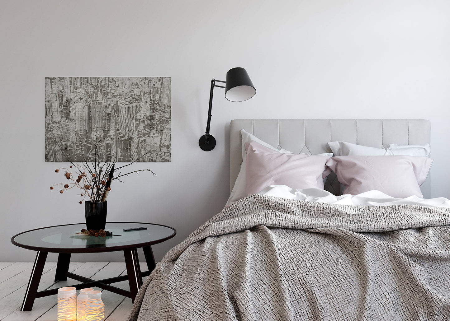 Stadt Leinwandbild Japanisch Grau 90x60 DD120438 Keilrahmen Wandbild Leinwand
