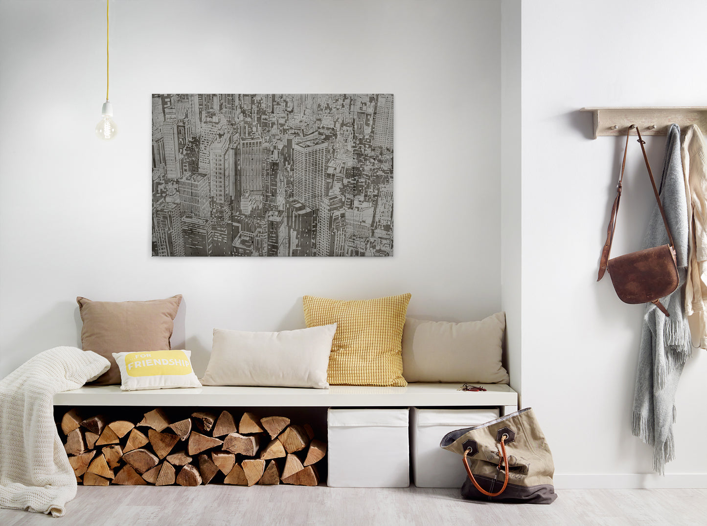 Stadt Leinwandbild Japanisch Grau 90x60 DD120438 Keilrahmen Wandbild Leinwand