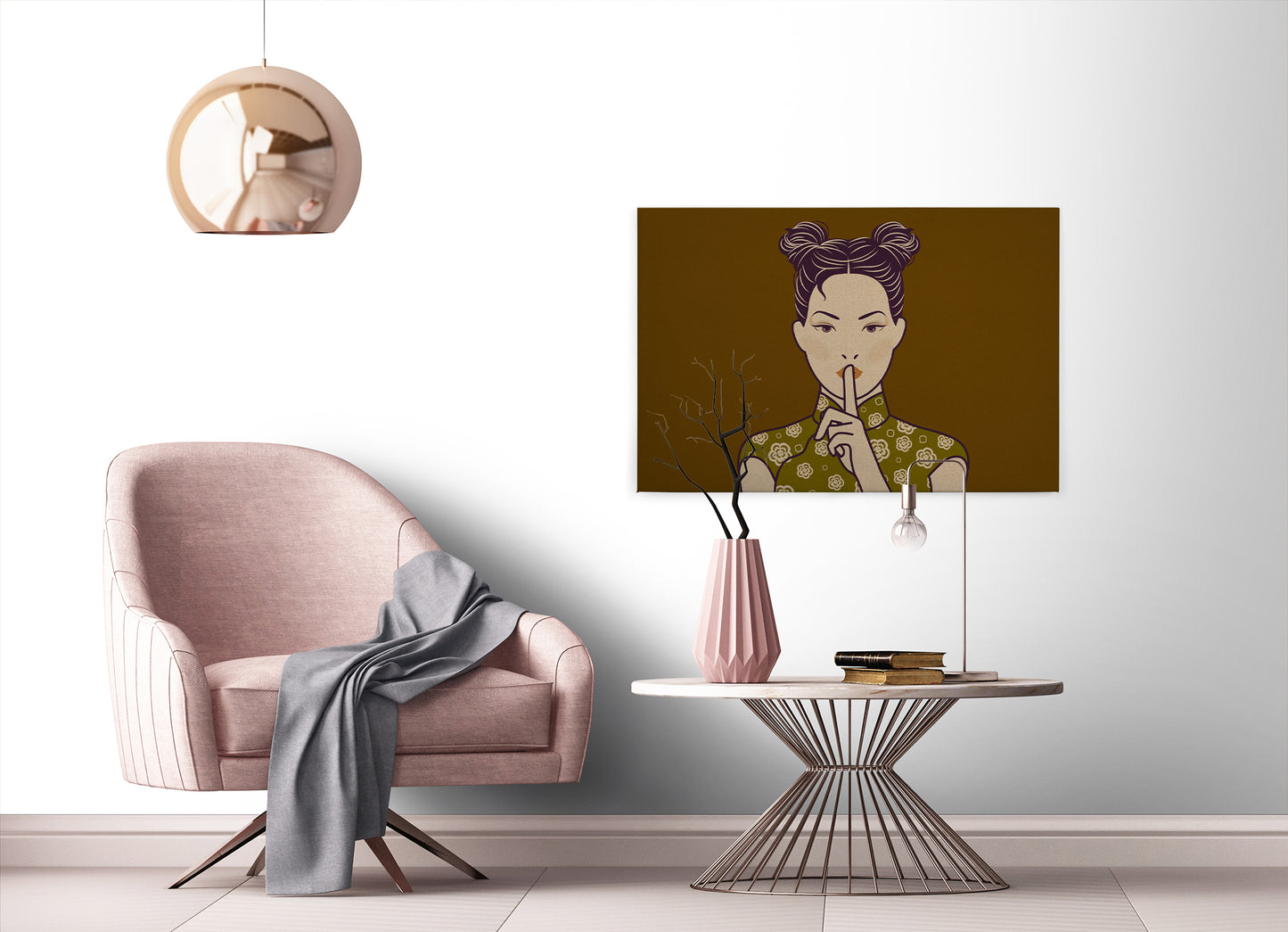Leinwandbild Frau Gelb 90x60 DD120461 Keilrahmen Wandbild Leinwand Mensch