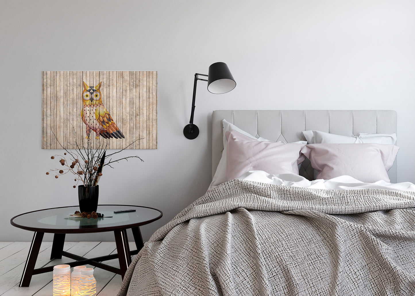 Leinwandbild Eule Braun Gelb Beige 90x60 DD120479 Keilrahmen Wandbild Leinwand