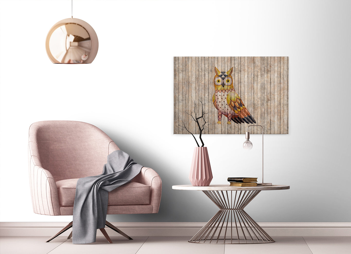 Leinwandbild Eule Braun Gelb Beige 90x60 DD120479 Keilrahmen Wandbild Leinwand