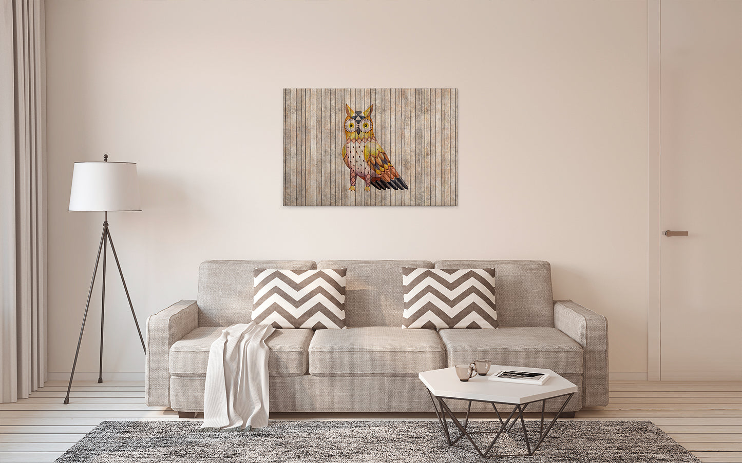 Leinwandbild Eule Braun Gelb Beige 90x60 DD120479 Keilrahmen Wandbild Leinwand