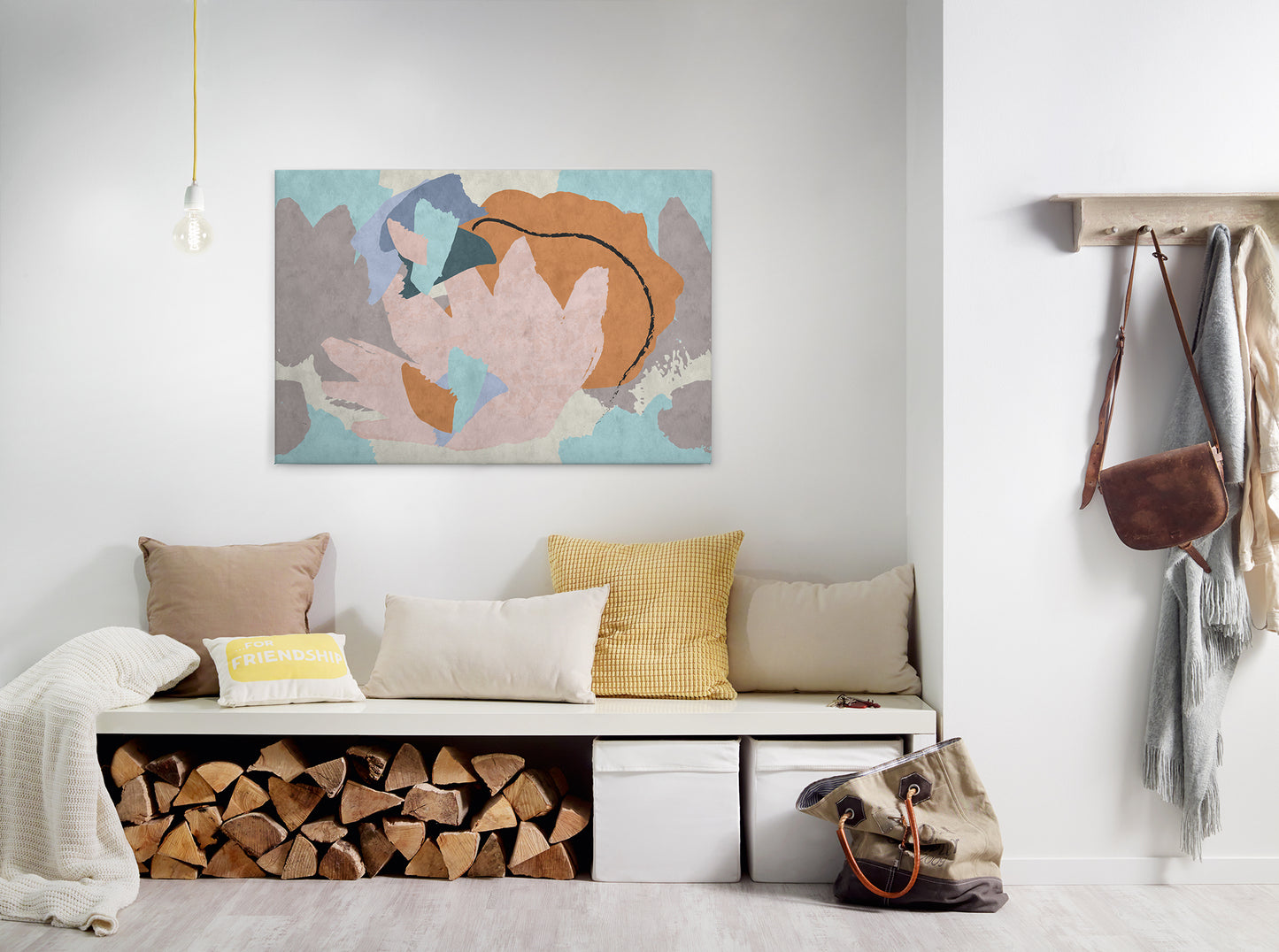 Abstrakte Kunst Leinwandbild Bunt 90x60 DD120484 Wandbild Leinwand Floral Natur