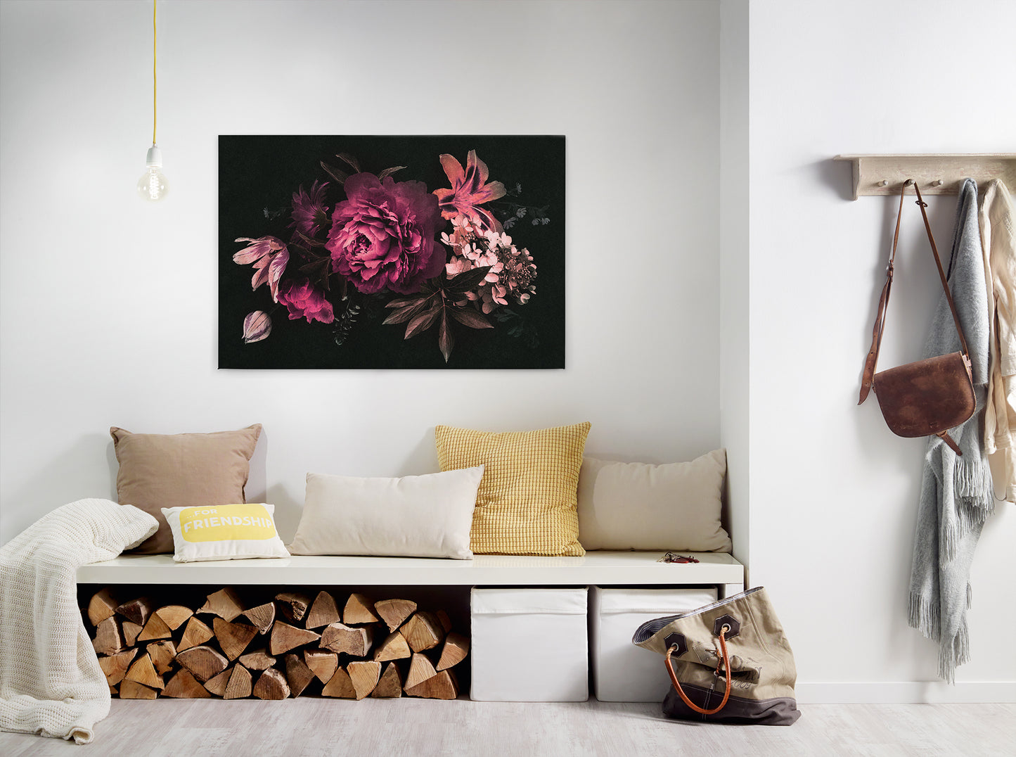 Blumen Leinwandbild Pink Schwarz Rosa 90x60 DD120489 Keilrahmenbild Wandbild