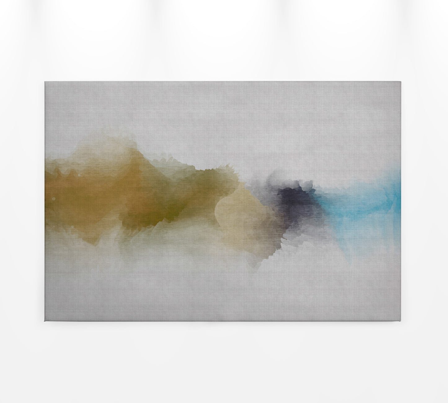 Abstrakte Kunst Leinwandbild Gelb Grau Blau 90x60 DD120502 Wandbild Leinwand